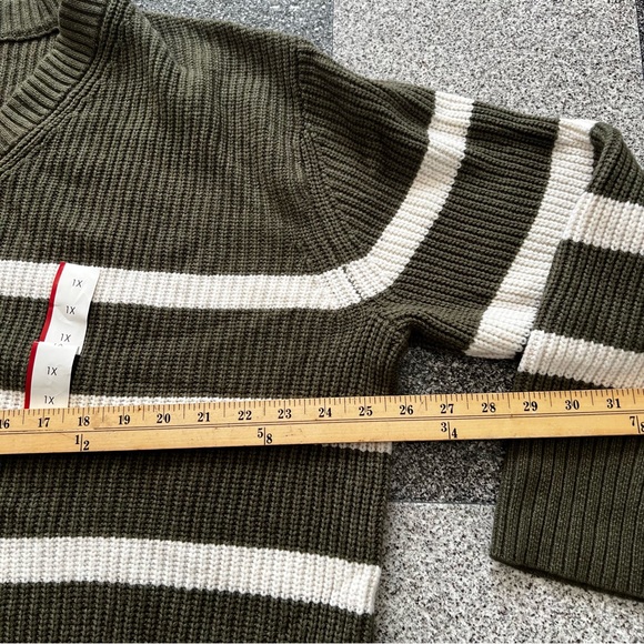 NWT Ava & Viv Green and Oatmeal Striped V-Neck Pullover Sweater- Size 1X - Picture 6 of 10